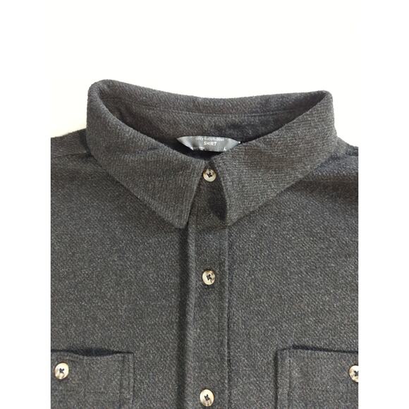 Members Mark Mens L Cozy Button Down Shirt Black Stretch Fleece Casual - Picture 8 of 11